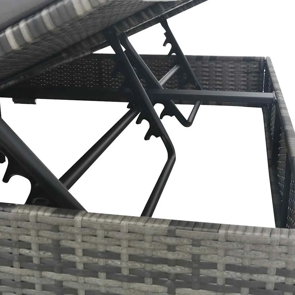 Outdoor Lounge Bed PE Rattan Grey with Umbrella for 2 People