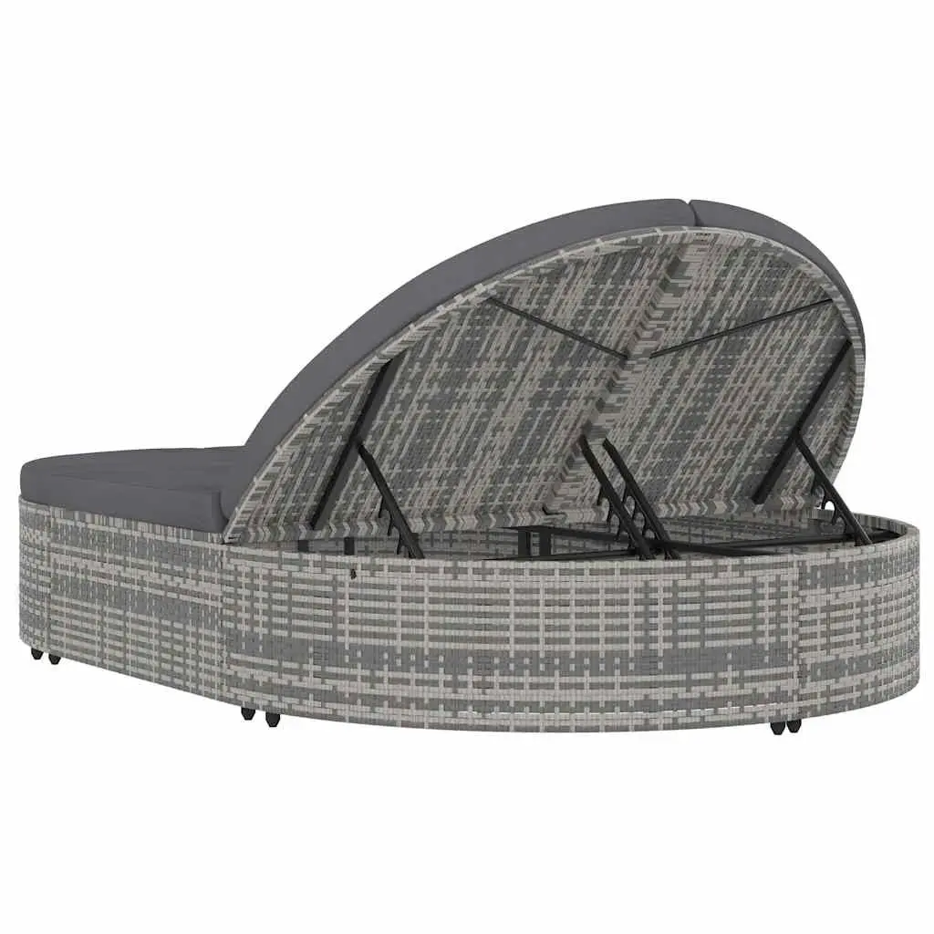 2-Person Sun Lounger with Adjustable Ends in Grey