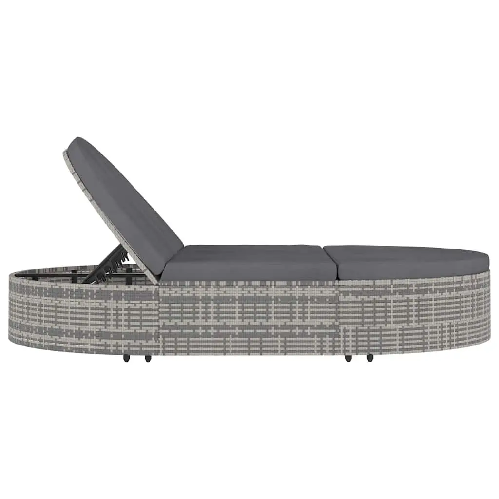 2-Person Sun Lounger with Adjustable Ends in Grey