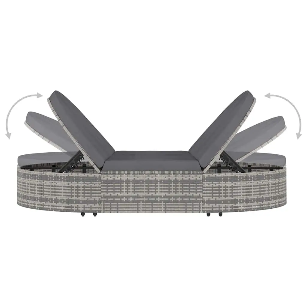 2-Person Sun Lounger with Adjustable Ends in Grey