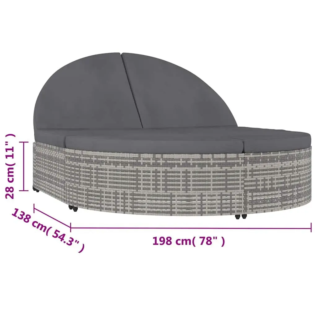2-Person Sun Lounger with Adjustable Ends in Grey