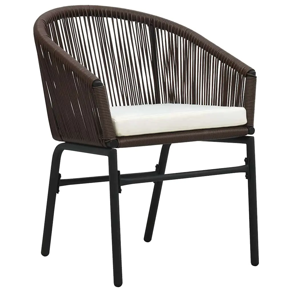 Outdoor Chairs PE Rattan 2 Piece Set Brown with Cushions