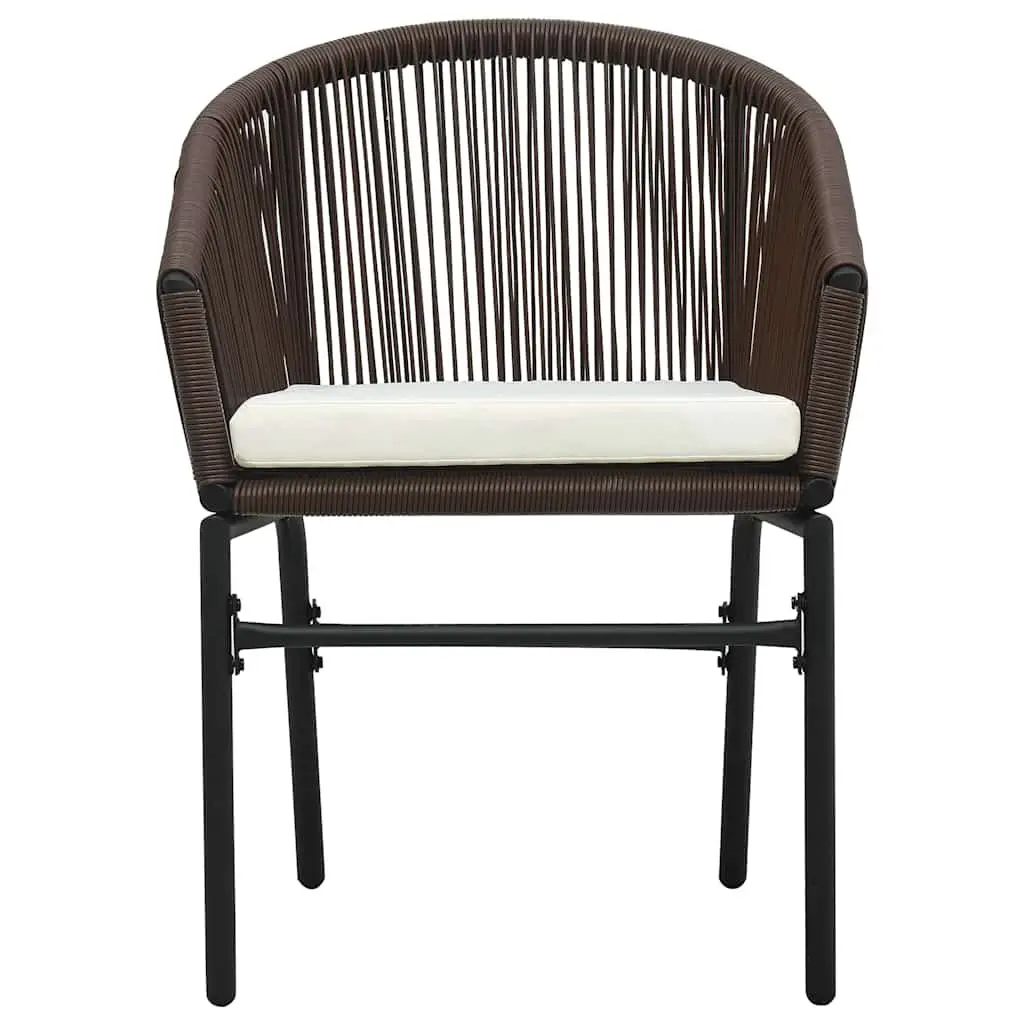Outdoor Chairs PE Rattan 2 Piece Set Brown with Cushions