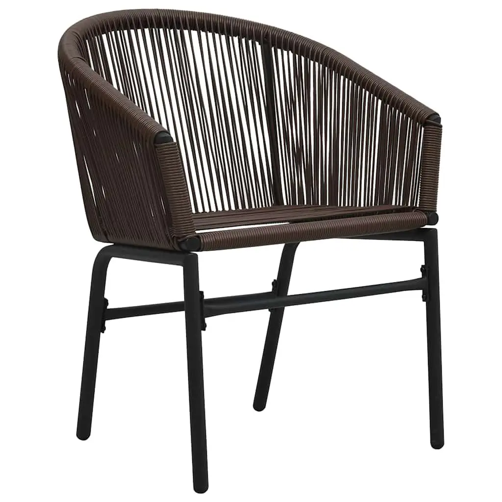 Outdoor Chairs PE Rattan 2 Piece Set Brown with Cushions