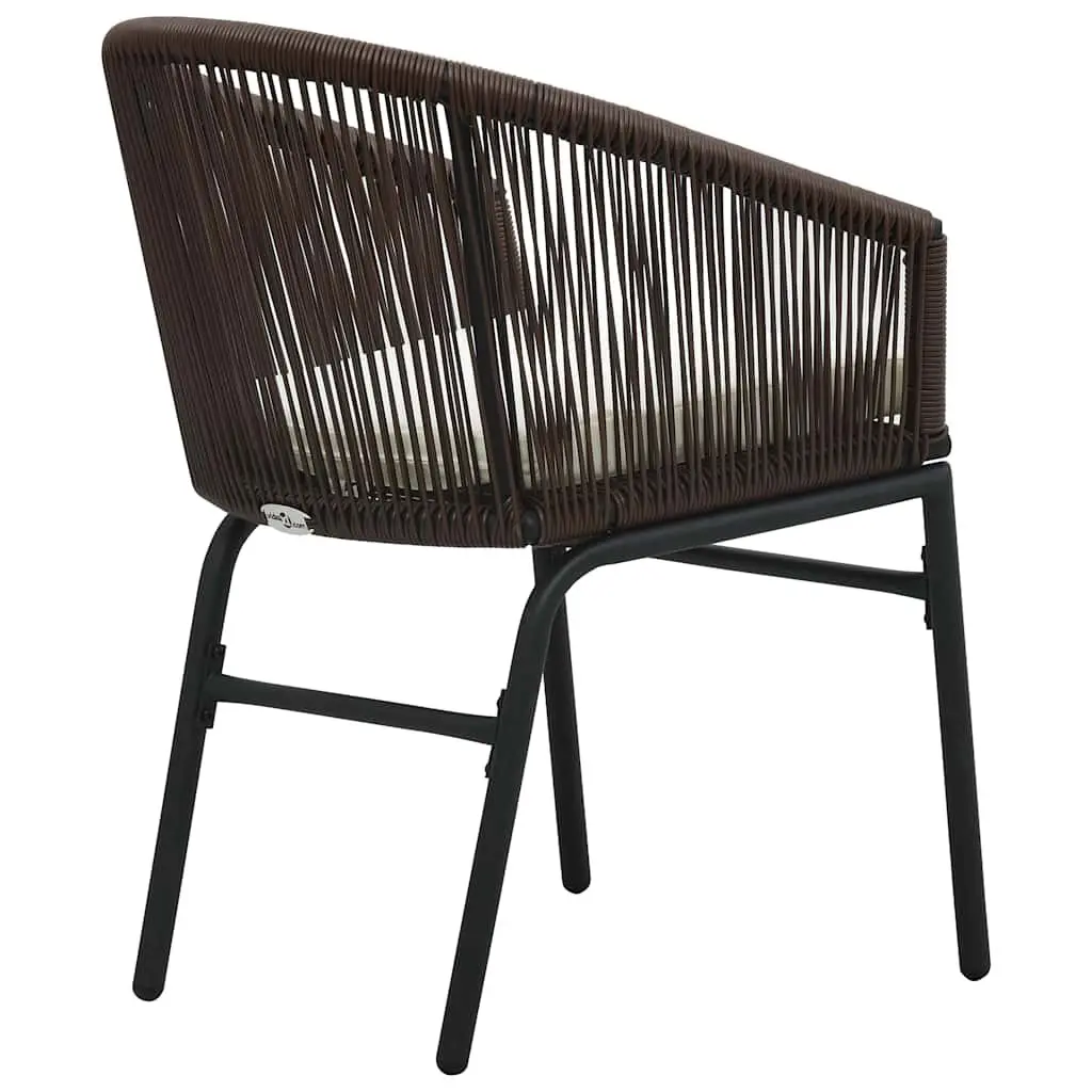 Outdoor Chairs PE Rattan 2 Piece Set Brown with Cushions