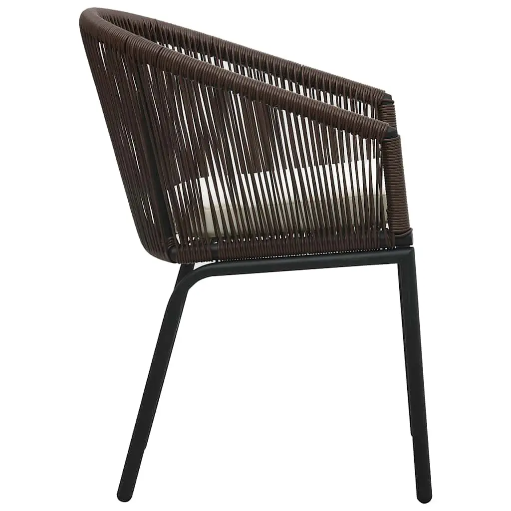 Outdoor Chairs PE Rattan 2 Piece Set Brown with Cushions