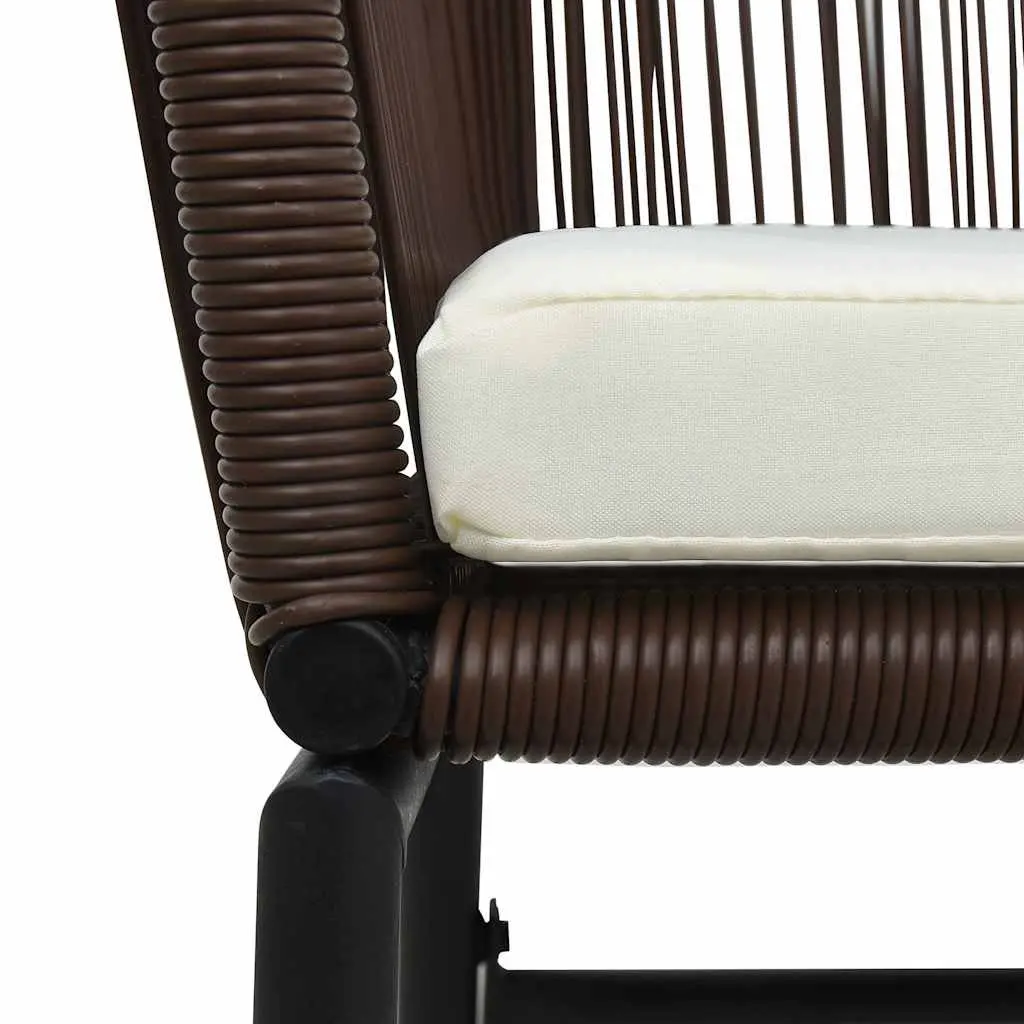 Outdoor Chairs PE Rattan 2 Piece Set Brown with Cushions