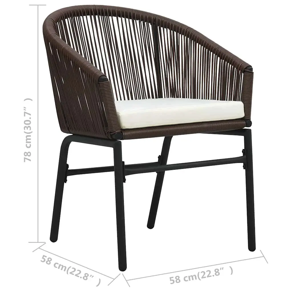 Outdoor Chairs PE Rattan 2 Piece Set Brown with Cushions