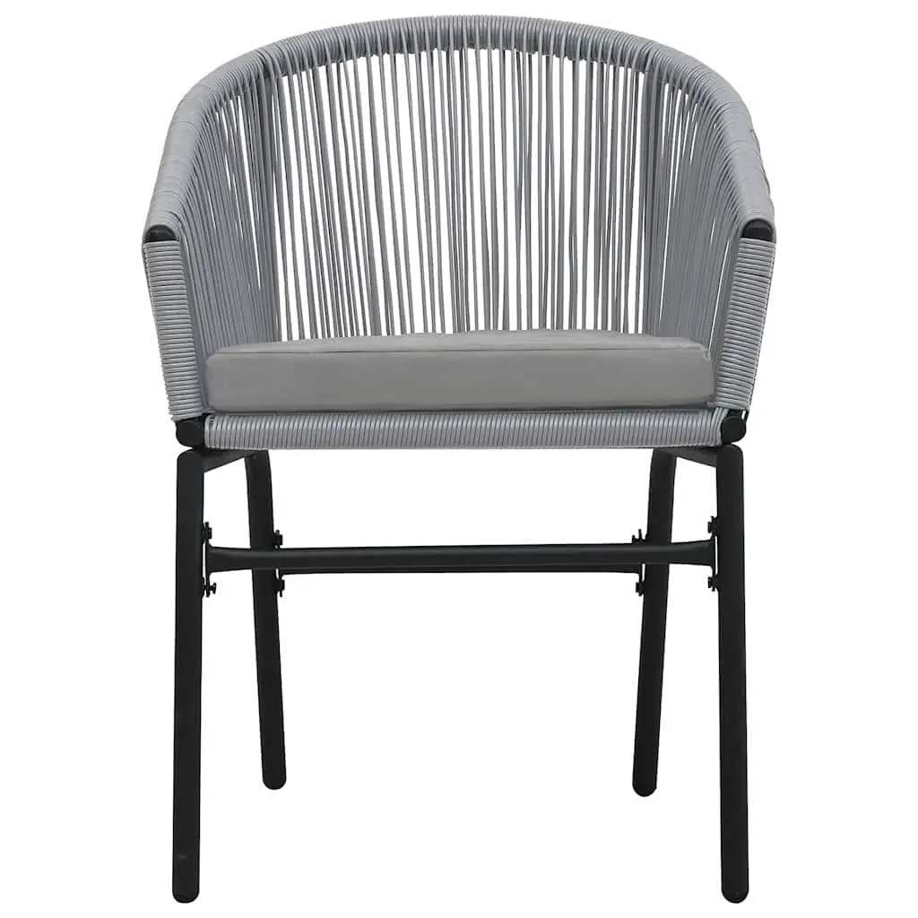3 Piece Bistro Lounge Set PE Rattan Steel Frame Glass Top Grey