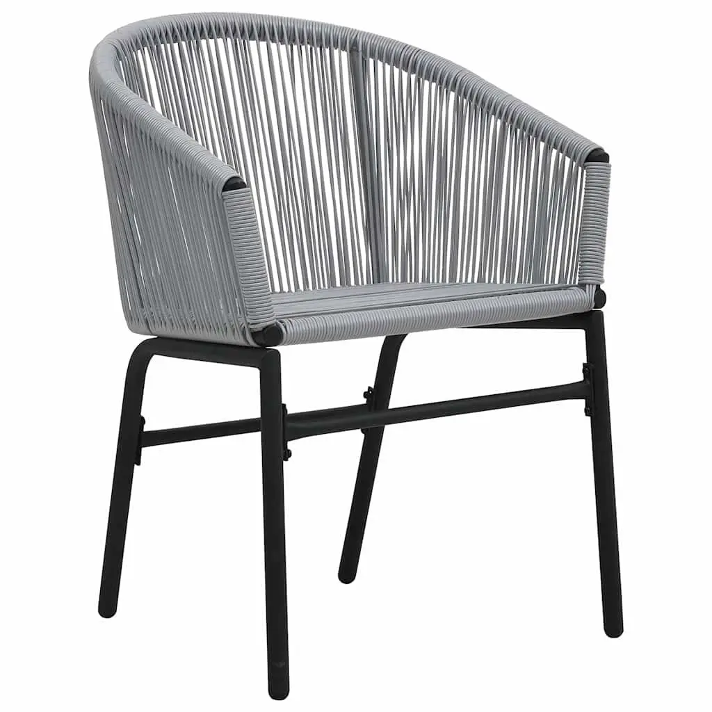 3 Piece Bistro Lounge Set PE Rattan Steel Frame Glass Top Grey
