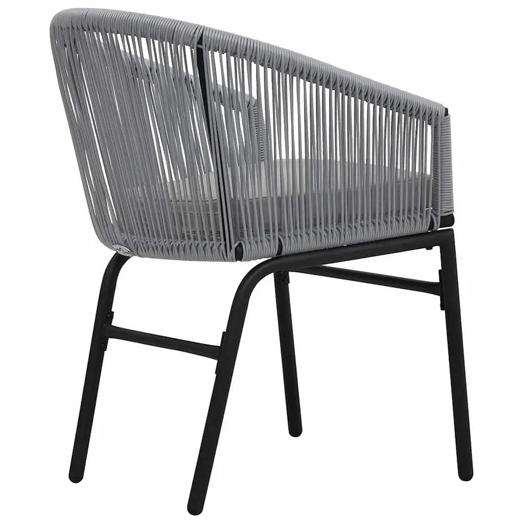 3 Piece Bistro Lounge Set PE Rattan Steel Frame Glass Top Grey