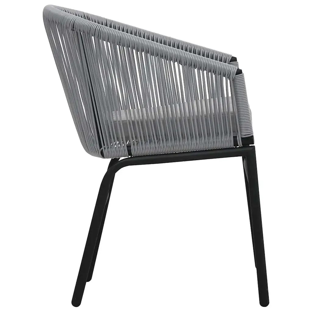 3 Piece Bistro Lounge Set PE Rattan Steel Frame Glass Top Grey