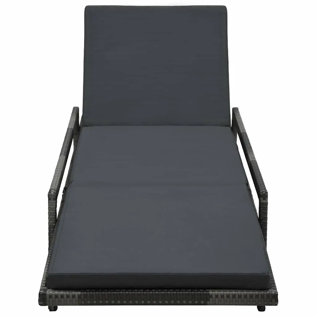Sun Lounger PE Rattan Adjustable Reclining Lounge Chair Grey Powder-coated Steel
