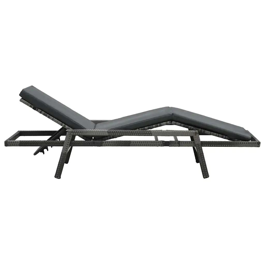 Sun Lounger PE Rattan Adjustable Reclining Lounge Chair Grey Powder-coated Steel