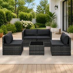 Durable 5 Piece Outdoor Garden Lounge Set in Grey