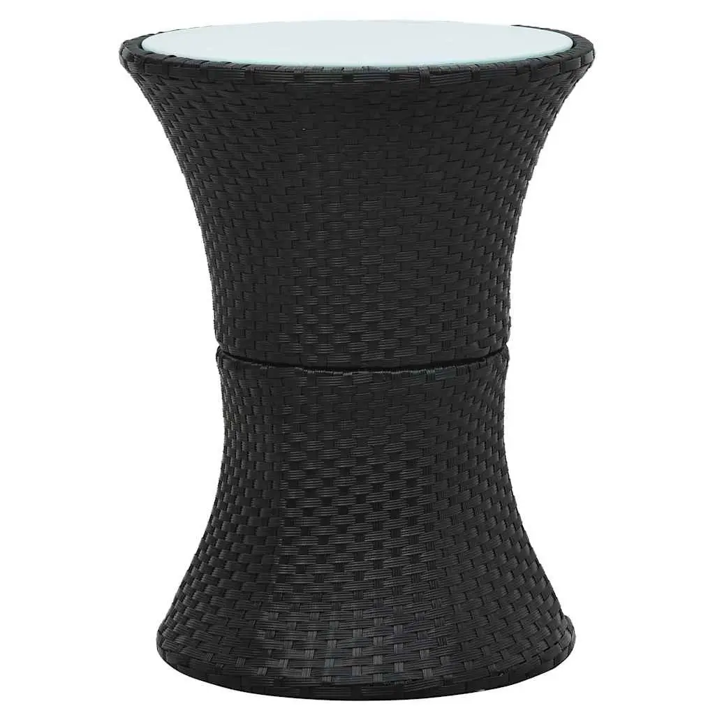 Black Drum Shape Rattan Garden Side Table for Outdoor Use
