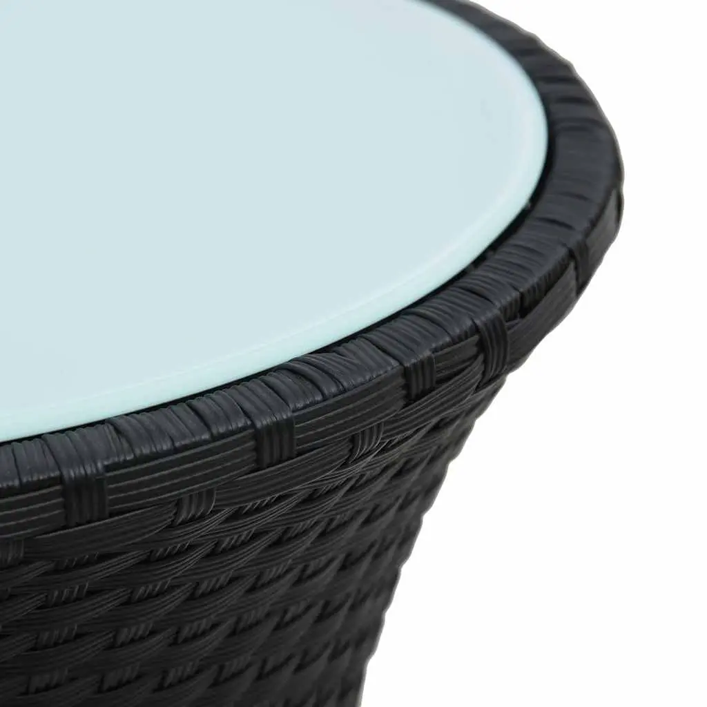 Black Drum Shape Rattan Garden Side Table for Outdoor Use