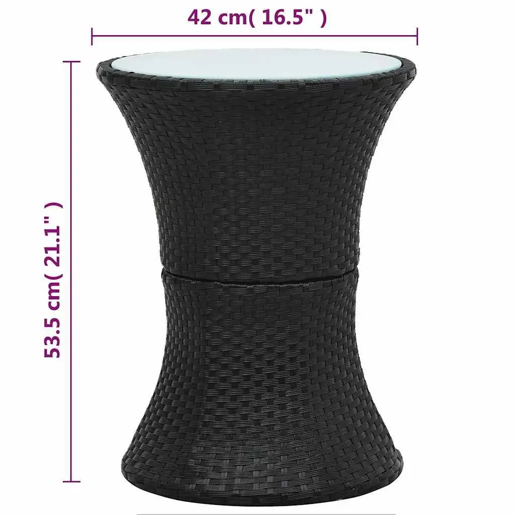 Black Drum Shape Rattan Garden Side Table for Outdoor Use
