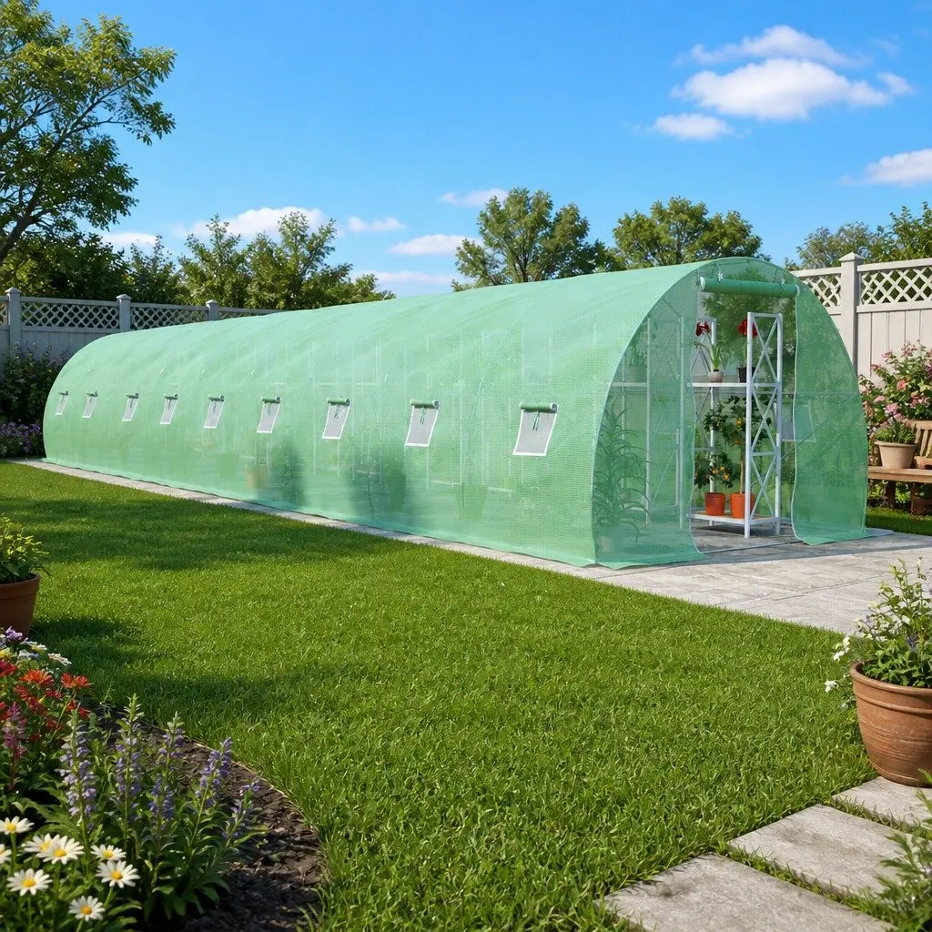 Greenhouse PE Mesh Fabric 15x3x2 m Green