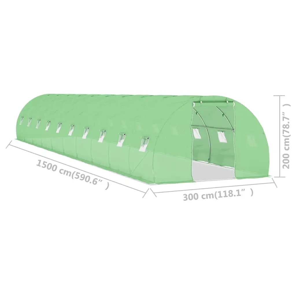 Greenhouse PE Mesh Fabric 15x3x2 m Green