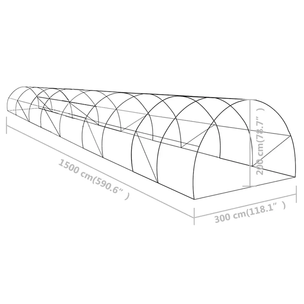 Greenhouse PE Mesh Fabric 15x3x2 m Green