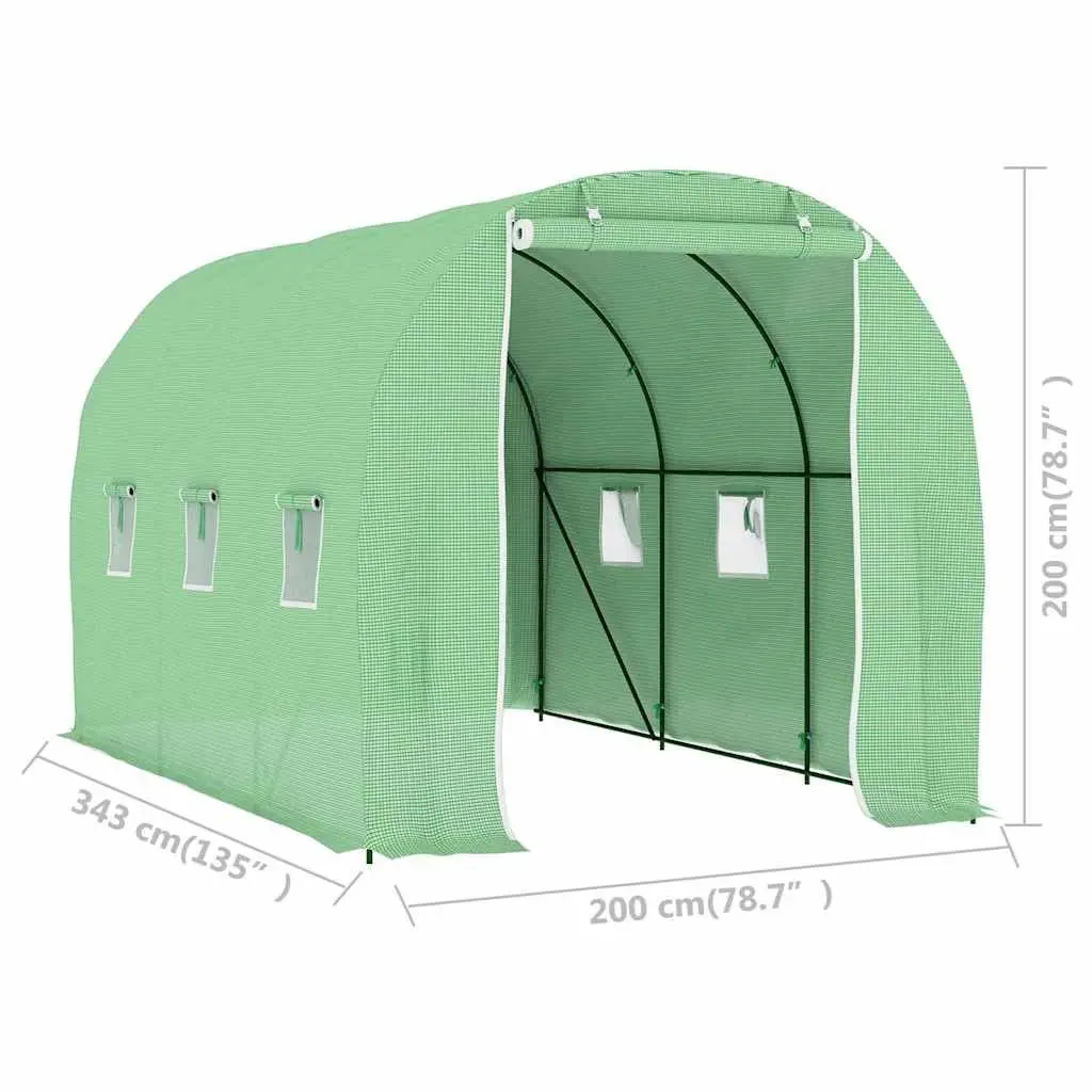 Greenhouse Galvanised Steel Frame PE Mesh 6.86 m² Green