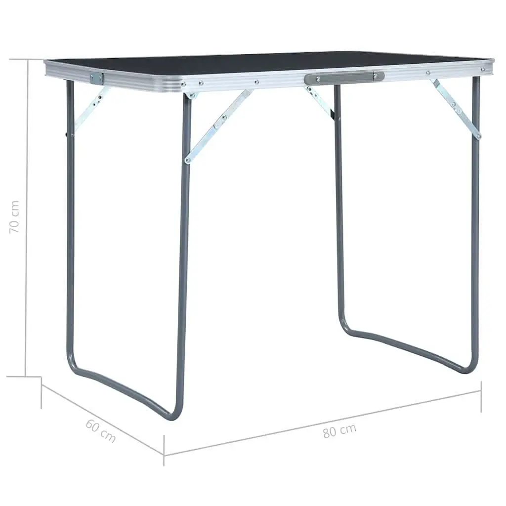 Grey Foldable Camping Table 80x60cm