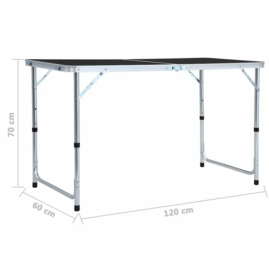 Foldable Camping Table Grey Adjustable Height Portable