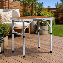 Portable Aluminum Folding Camping Table in Brown