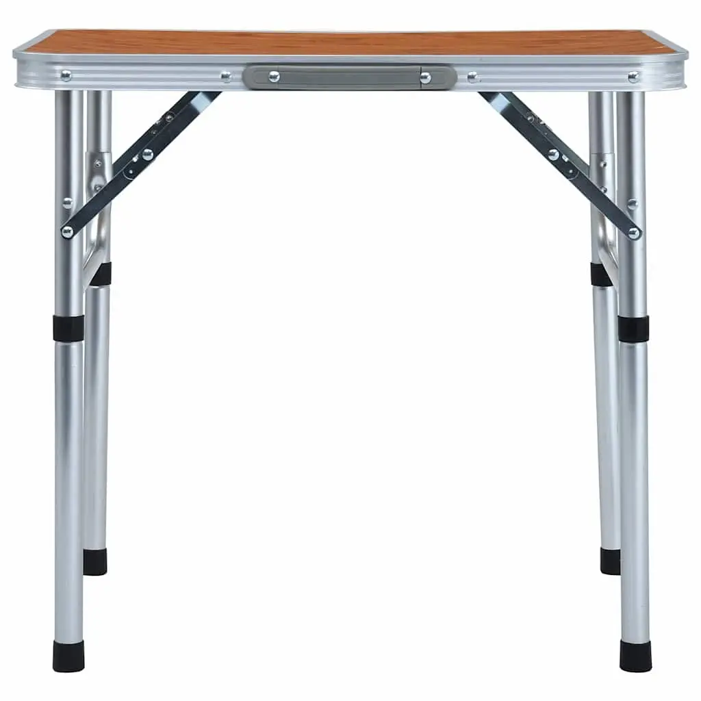 Portable Aluminum Folding Camping Table in Brown