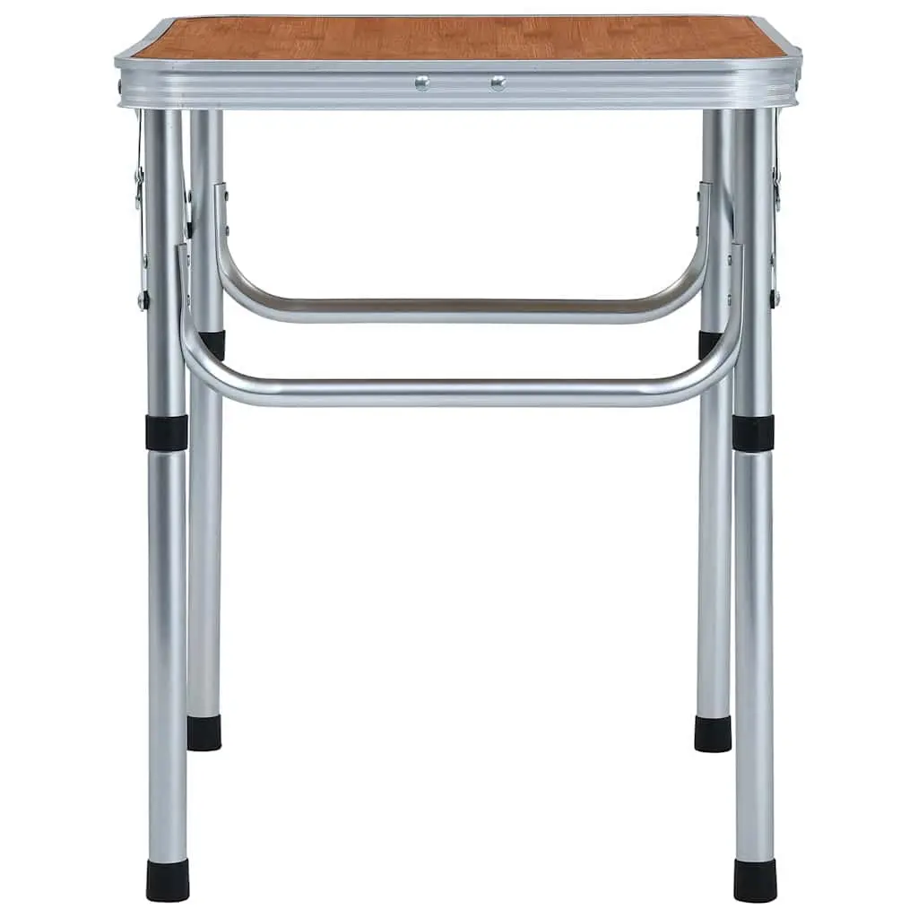 Portable Aluminum Folding Camping Table in Brown
