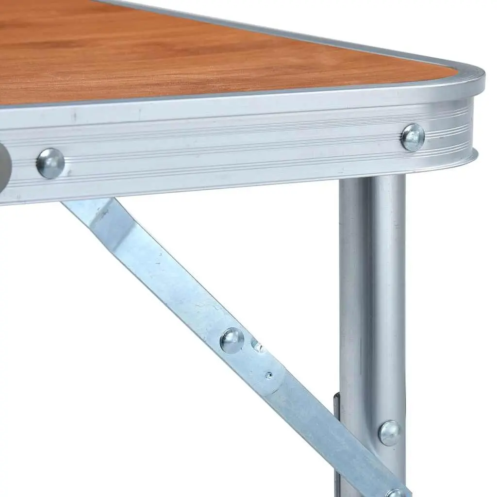 Portable Aluminum Folding Camping Table in Brown