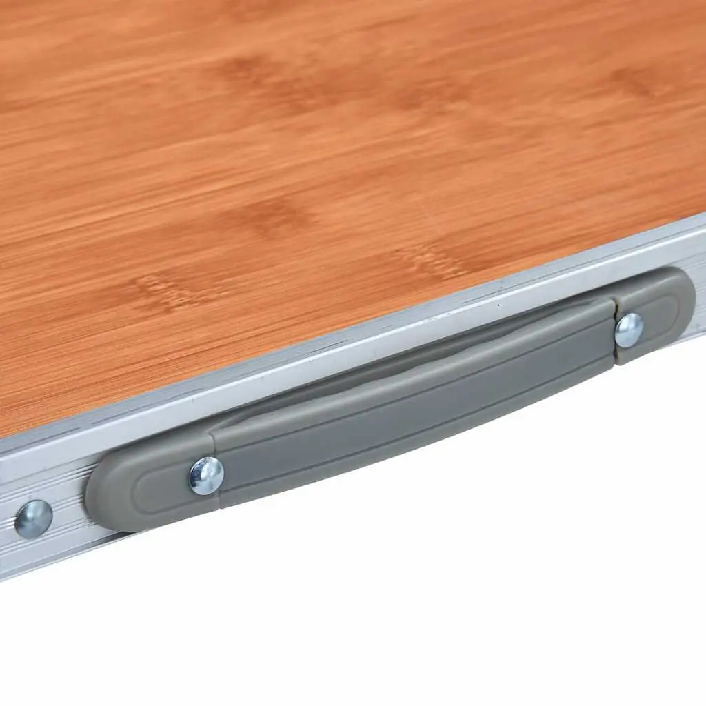 Portable Aluminum Folding Camping Table in Brown