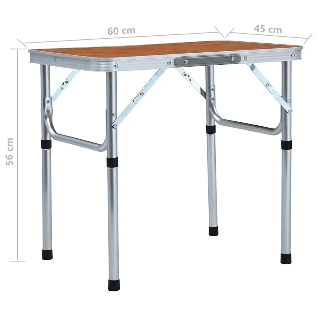 Portable Aluminum Folding Camping Table in Brown