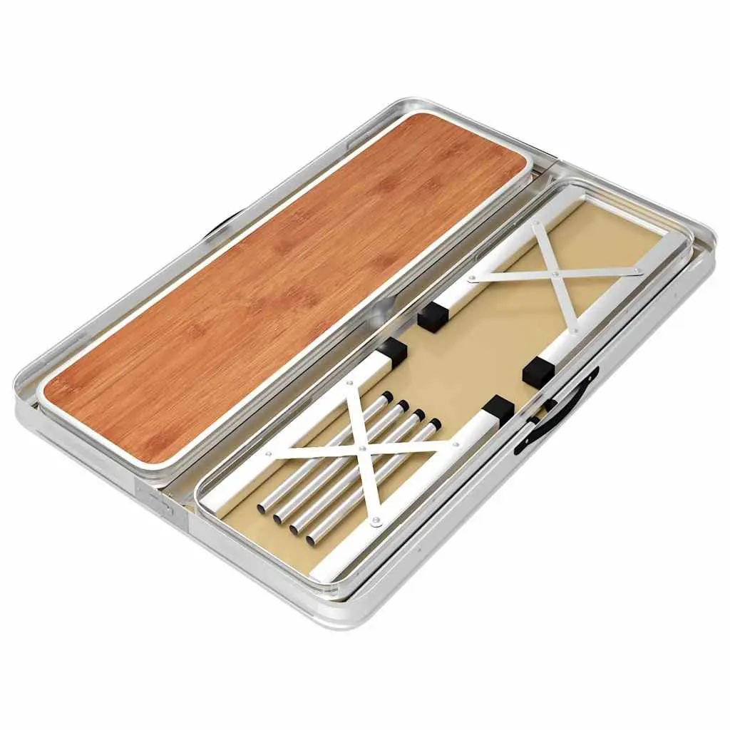 Folding Camping Table Set with Integrated Benches