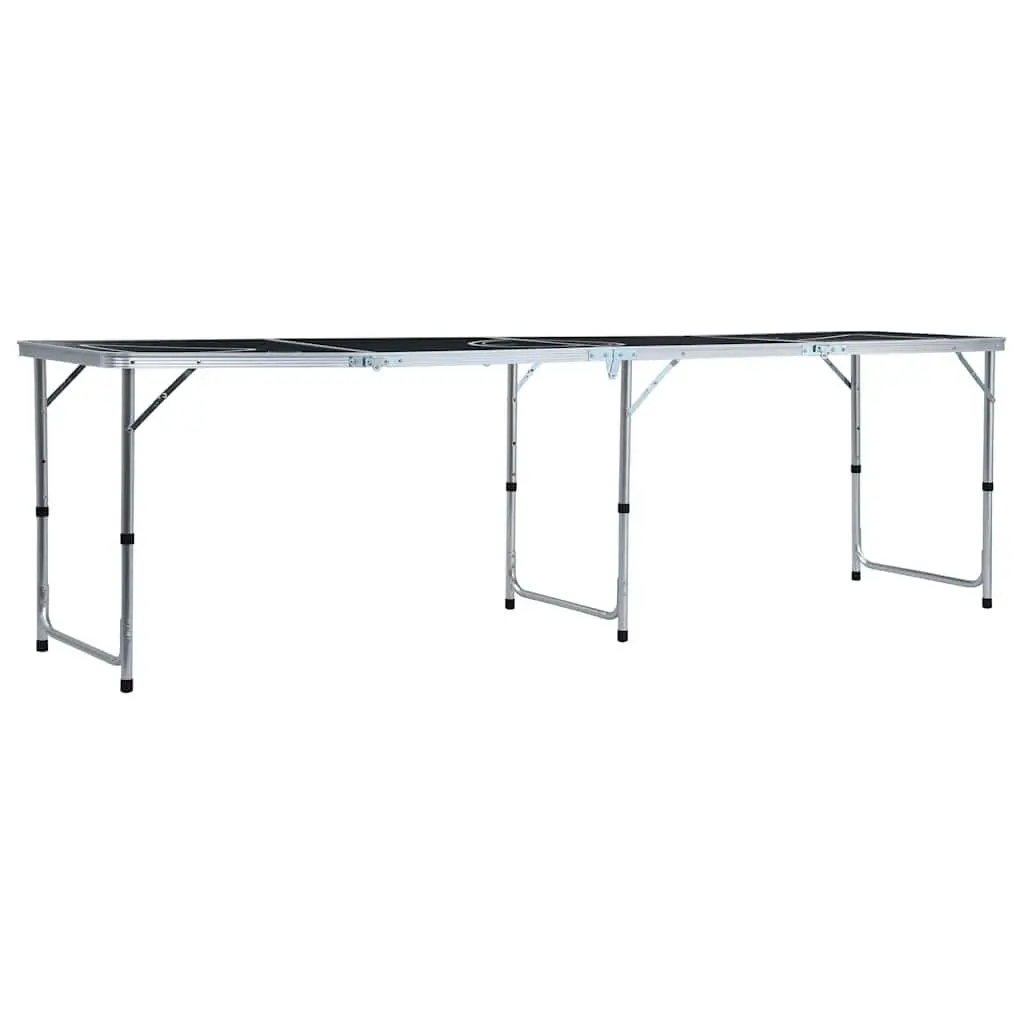 Folding Beer Pong Table Aluminium 240 cm Black