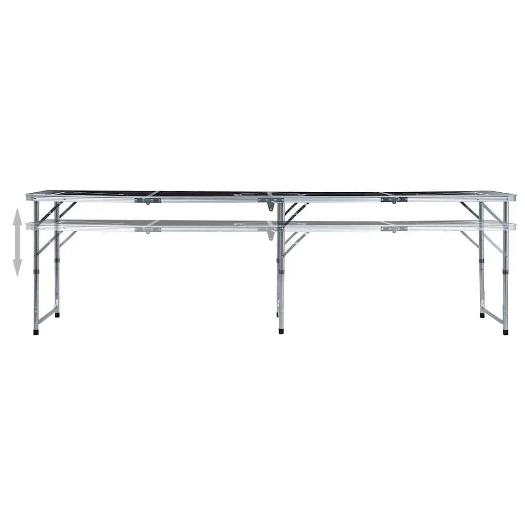 Folding Beer Pong Table Aluminium 240 cm Black
