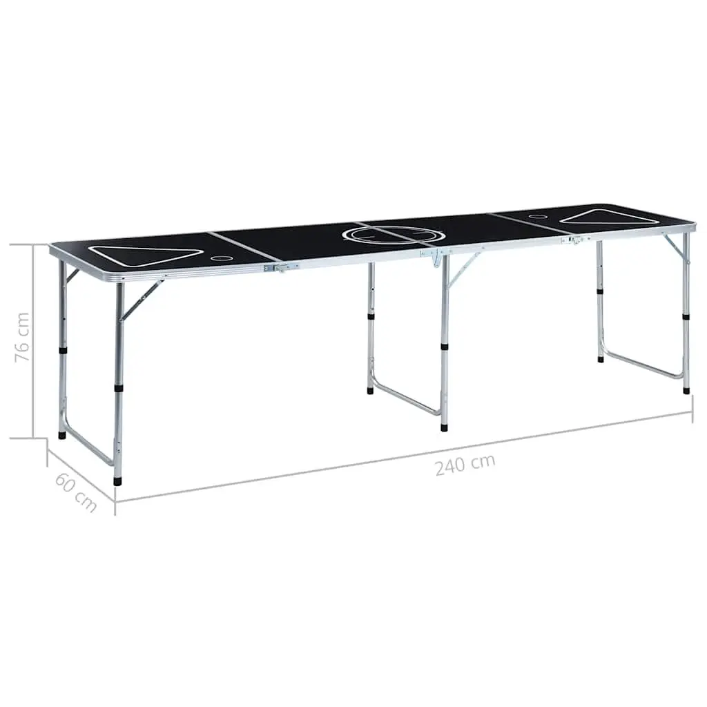 Folding Beer Pong Table Aluminium 240 cm Black