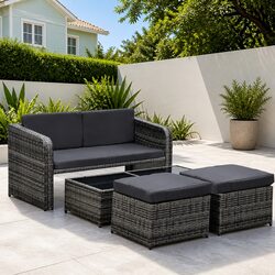 Durable 4 Piece Poly Rattan Garden Lounge Set