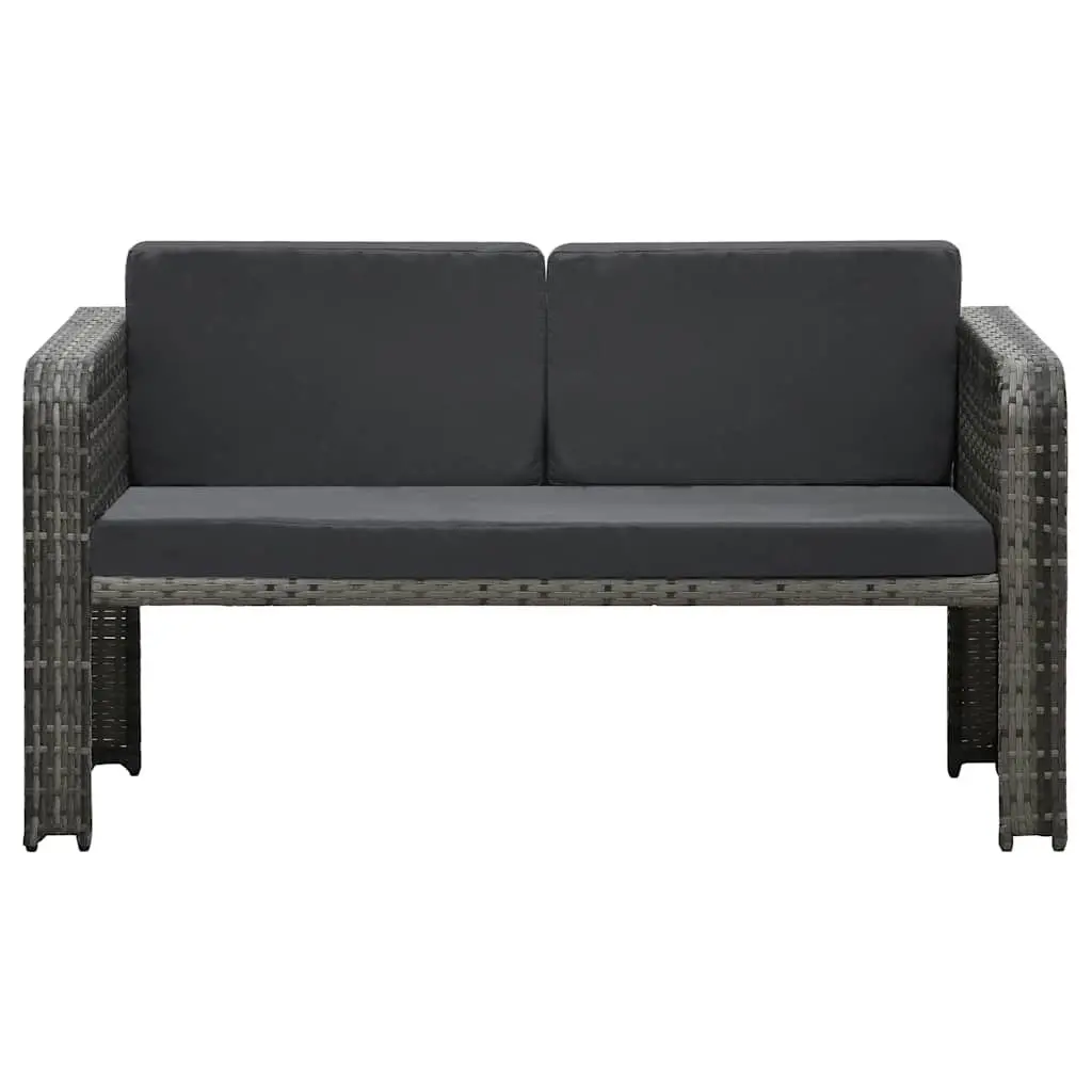 Garden Lounge Set Poly Rattan 4 Piece Anthracite Sofa Coffee Table Stools Cushions
