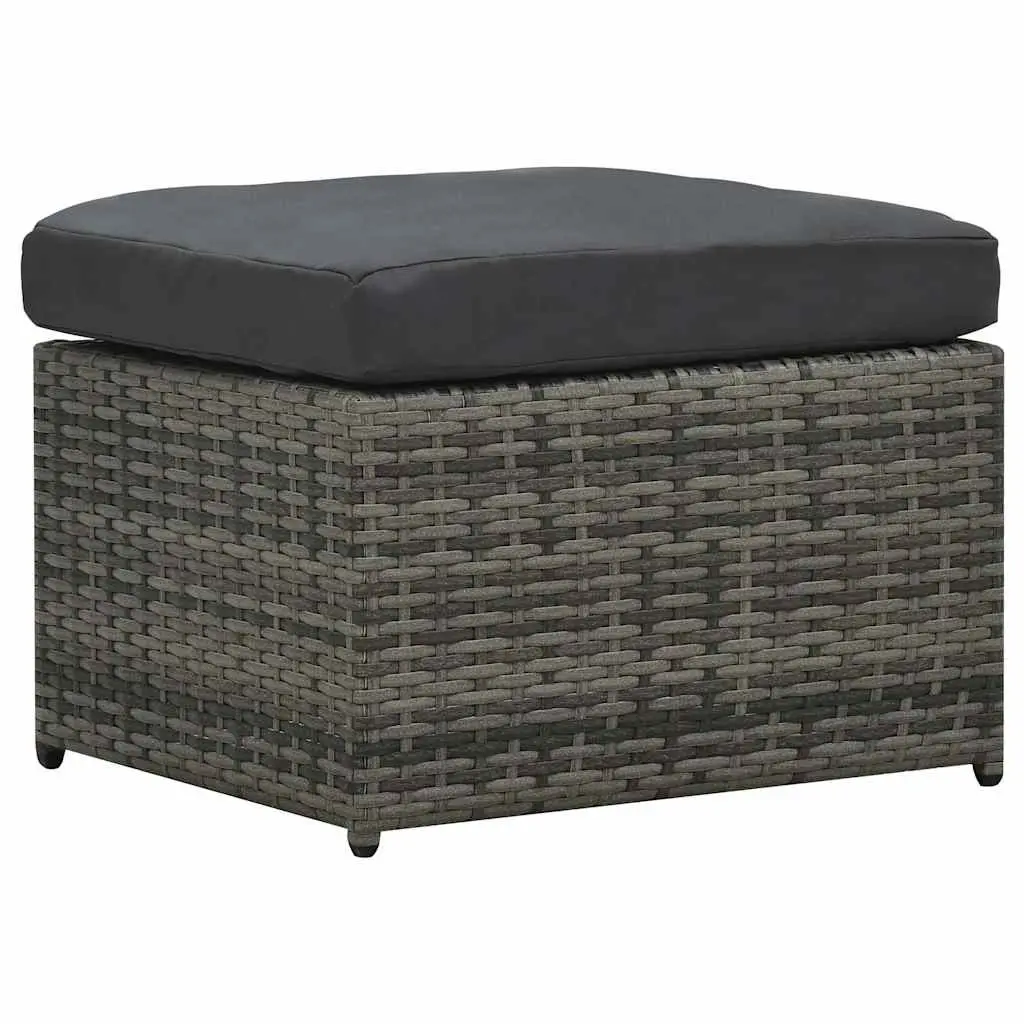 Garden Lounge Set Poly Rattan 4 Piece Anthracite Sofa Coffee Table Stools Cushions