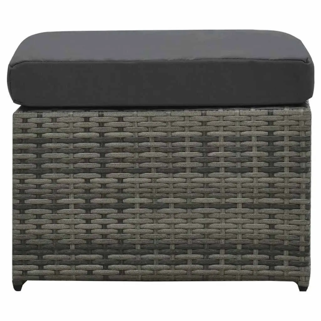 Garden Lounge Set Poly Rattan 4 Piece Anthracite Sofa Coffee Table Stools Cushions