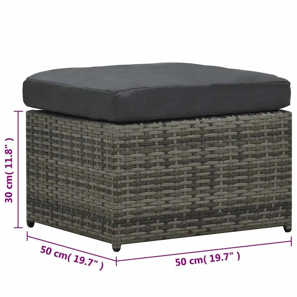 Garden Lounge Set Poly Rattan 4 Piece Anthracite Sofa Coffee Table Stools Cushions