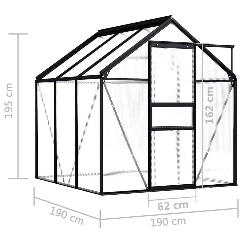 Anthracite Greenhouse with Polycarbonate Panels