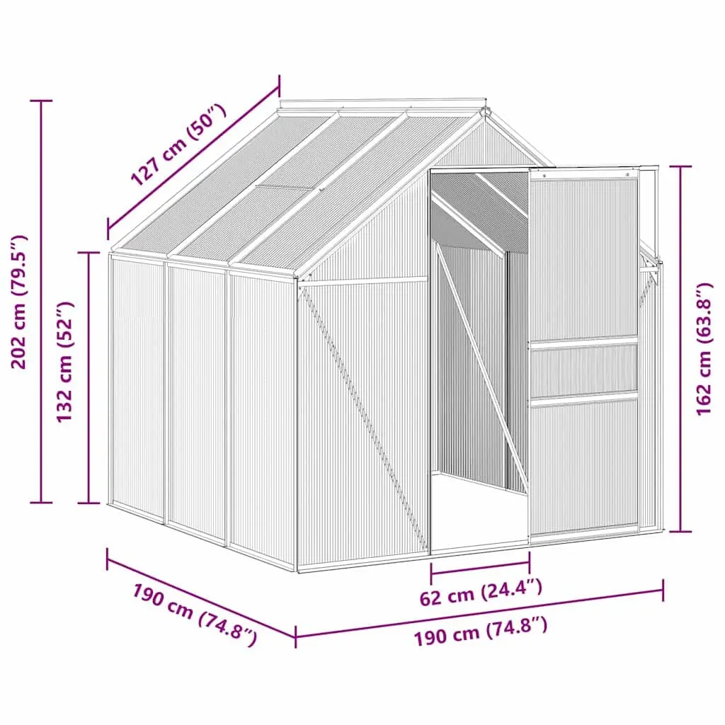 Anthracite Greenhouse with Base Frame and UV Panels