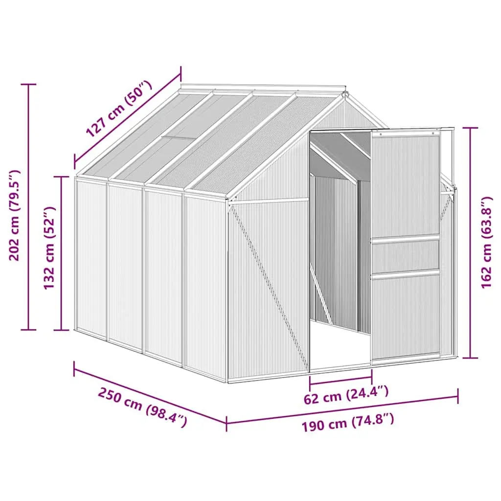 Greenhouse with Base Frame Anthracite Polycarbonate UV Resistant Thermally