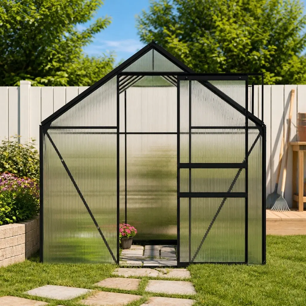 Anthracite Aluminium Greenhouse 5.89m² with UV Panels
