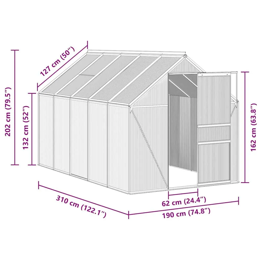 Anthracite Aluminium Greenhouse 5.89m² with UV Panels