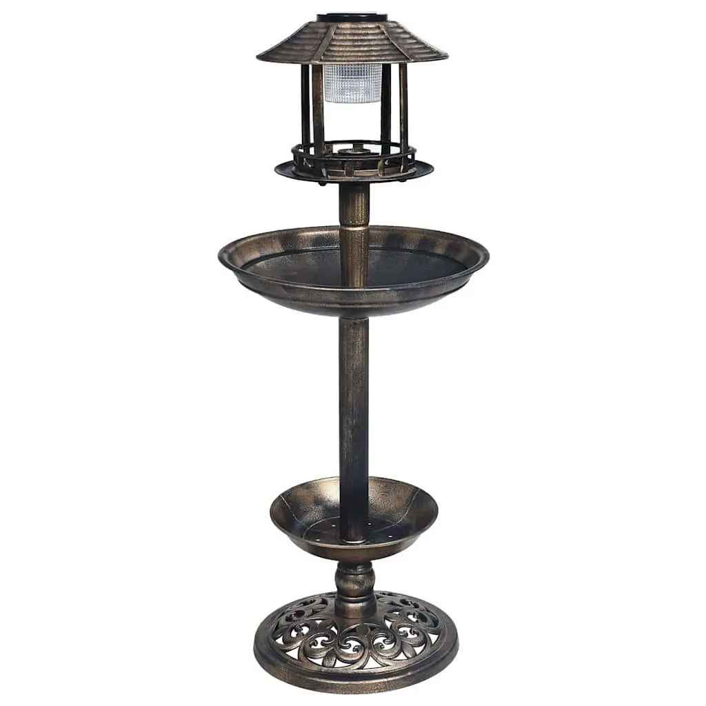 Bird Bath Plastic Brown Solar Powered LED Lights