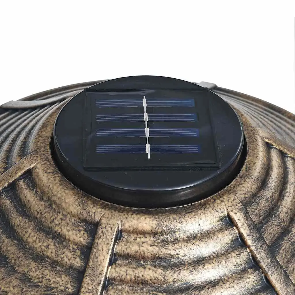 Bird Bath Plastic Brown Solar Powered LED Lights